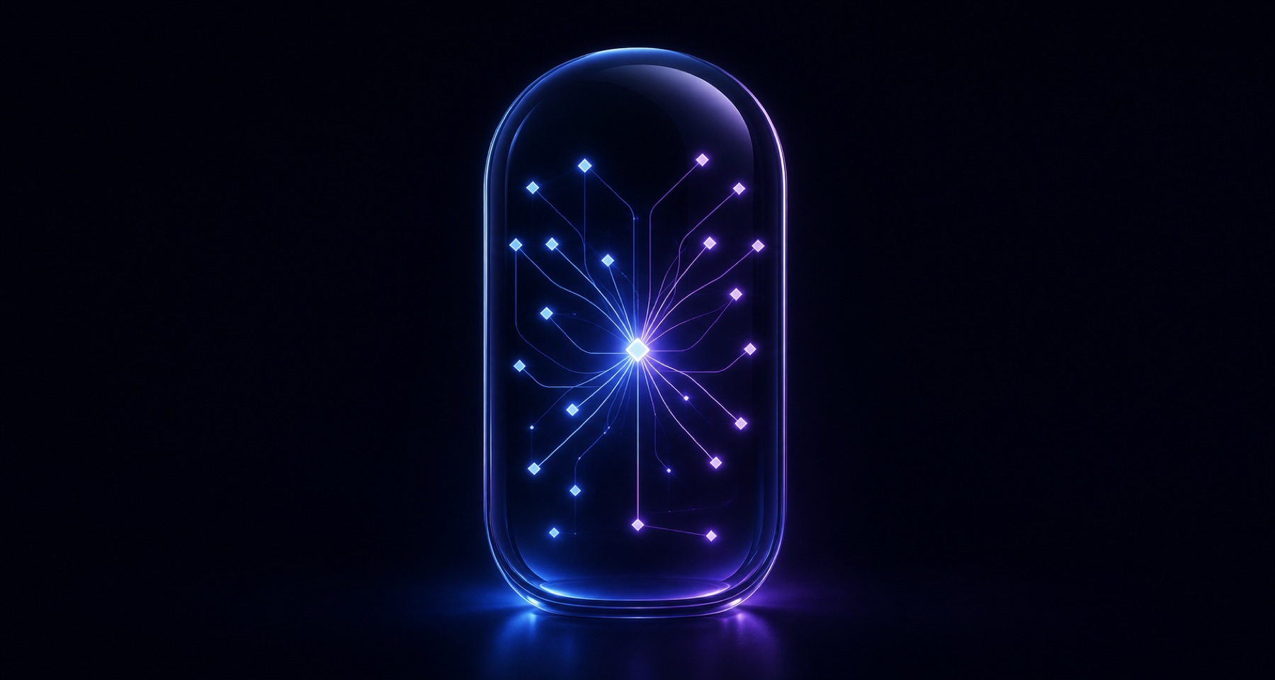 Abstract glass chamber with all intelligence paths remaining inside